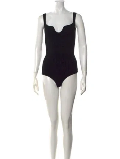 Pre-owned Khaite Square Neckline Sleeveless Bodysuit In Black