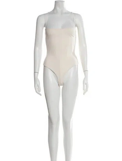 Pre-owned Khaite Square Neckline Sleeveless Bodysuit In Neutral