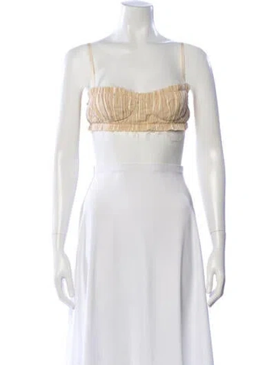 Pre-owned Khaite Square Neckline Sleeveless Crop Top In Neutral