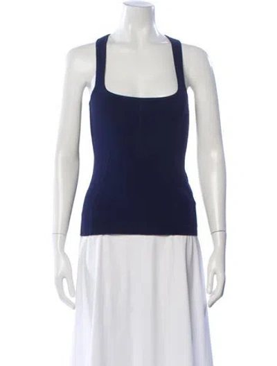 Pre-owned Khaite Square Neckline Sleeveless Top In Blue