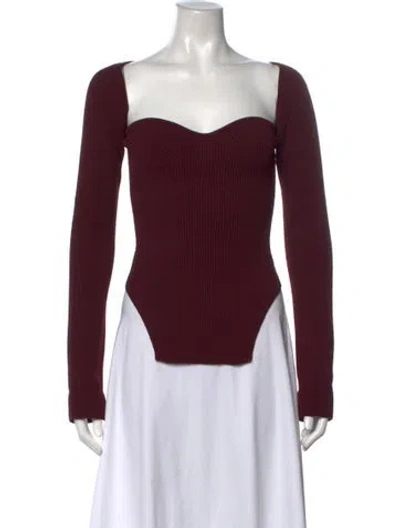 Pre-owned Khaite Square Neckline Sweater In Burgundy