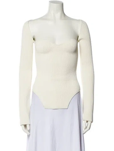 Pre-owned Khaite Square Neckline Sweater In White