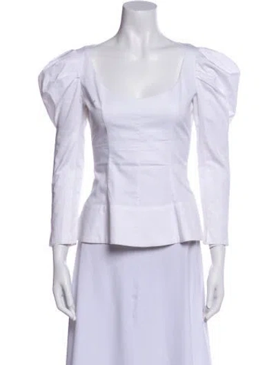 Pre-owned Khaite Square Neckline Three-quarter Sleeve Top In White