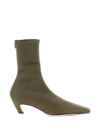 Khaite Square-toe Ankle Boots In Gray
