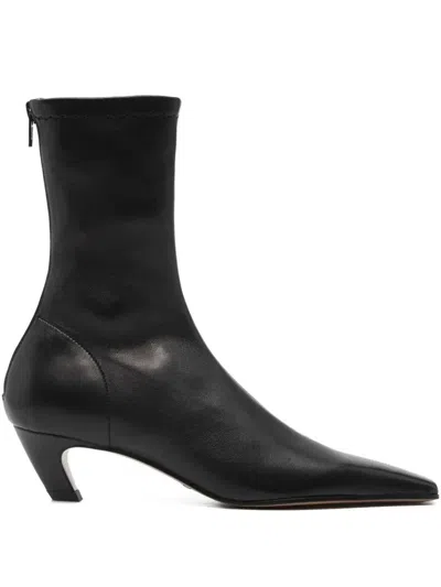 Khaite Square-toe Boots In Black