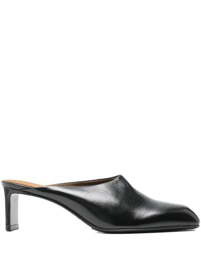 Khaite Square-toe Heeled Mules In Black