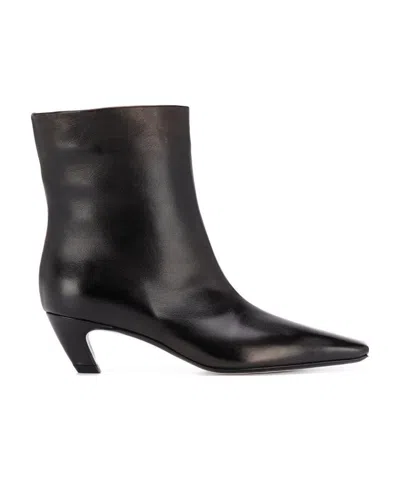 Khaite Square-toed Ankle Boots In Black