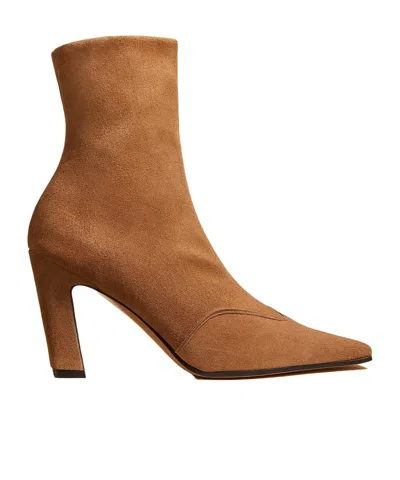 Khaite 85mm Nevada Stretch Leather Ankle Boots In Cream