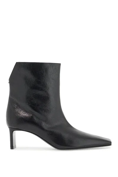 Khaite Squared Toe Ankle Boots In Black