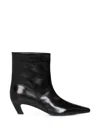 Khaite Black Smooth Calf Leather Arizona Ankle Boots In Black