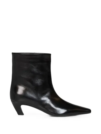 Khaite Square-toe Ankle Boots In Black