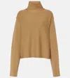 Khaite Sree Turtleneck Long-sleeve Wool Knit Top In Brown
