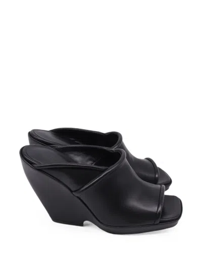Pre-owned Khaite Stagg Wedge Sandals In Black