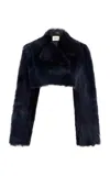 Khaite Stallone Cropped Toscana Shearling Jacket In Navy