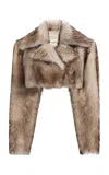 Khaite Stallone Cropped Toscana Shearling Jacket In Neutral