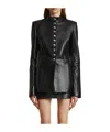 Khaite Standing Collar Leather Jacket In Black