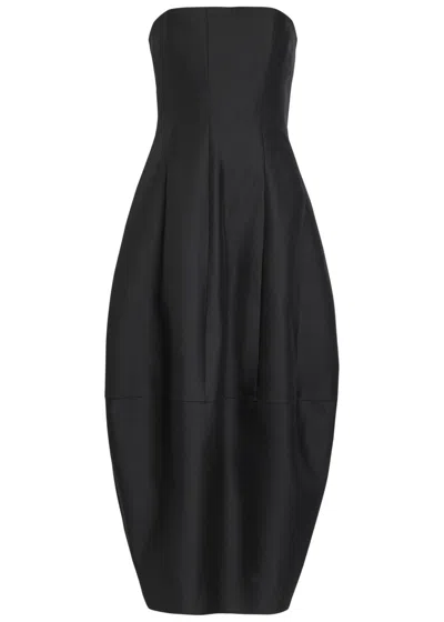 Khaite Stela Sculpted Wool-blend Midi Dress In Black
