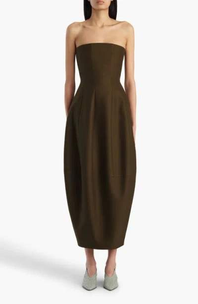 Khaite Stela Strapless Dress In Brown