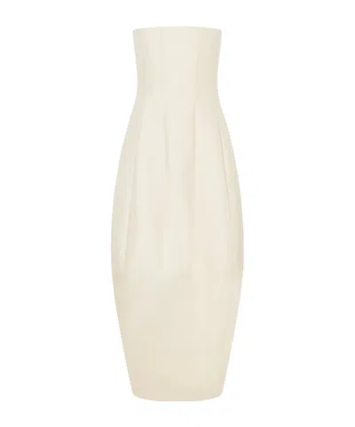 Khaite Stela Wool And Silk-blend Midi Dress In Neutral