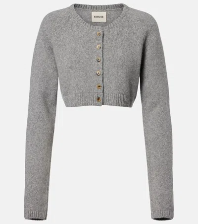 Khaite Steph Cropped Cashmere Cardigan In Gray