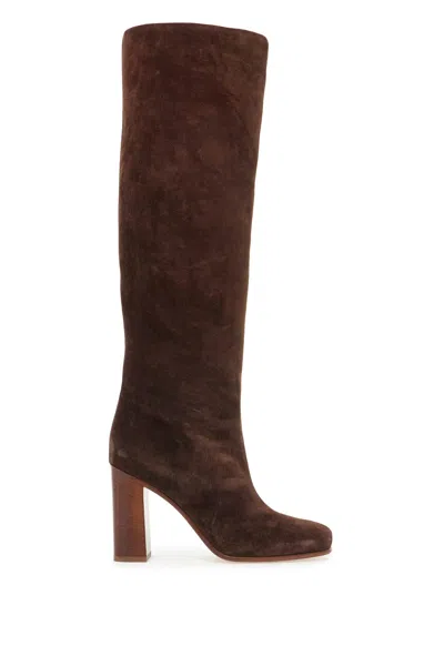 Khaite Willow Knee-high Suede Boots In Brown