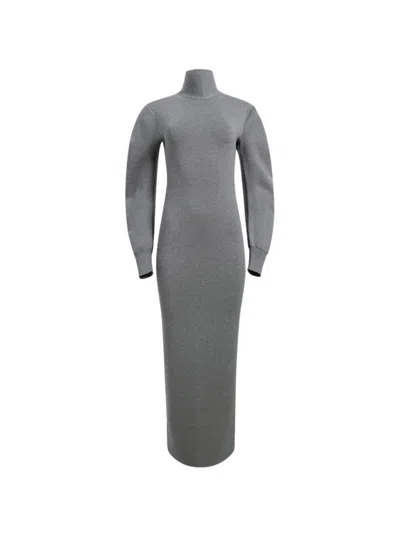 Khaite Storm Turtleneck Merino-blend Maxi Dress In Grey