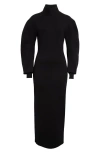 Khaite Storm Wool-blend Turtleneck Midi Dress In Black