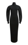 Khaite Storm Turtleneck Merino-blend Maxi Dress In Black