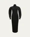 Khaite Storm Wool-blend Turtleneck Midi Dress In Black