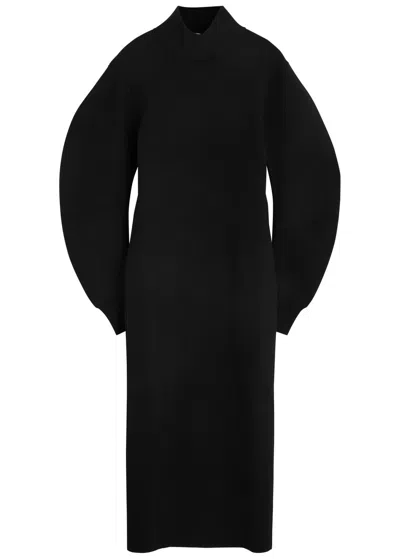 Khaite Storm Wool-blend Maxi Dress In Black