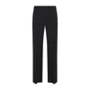 Khaite Straight Leg Black Viscose Pants With Concealed Fastening In Black