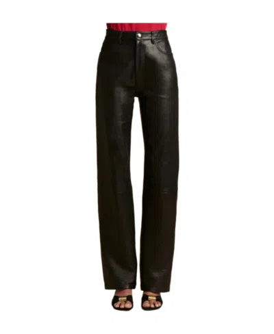 Khaite Straight Leg Monochrome Patterned Leather Pants In Black