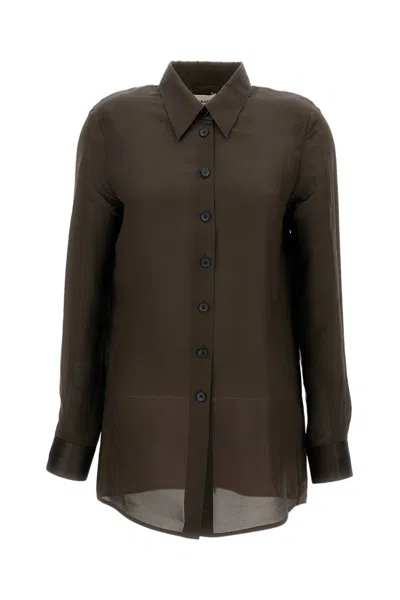 Khaite Straight-cut Oversized Shirt With Tone-on-tone Button Closure In Green