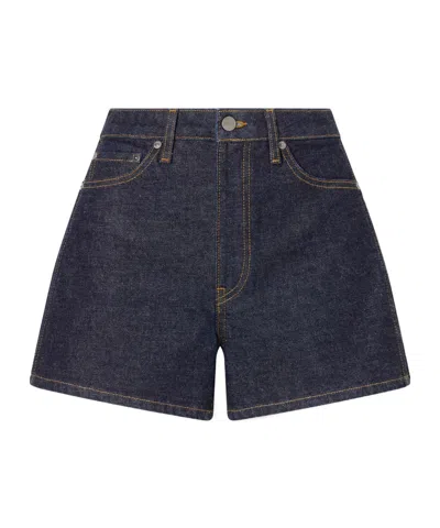 Khaite Danya Straight-leg Denim Shorts In Blue