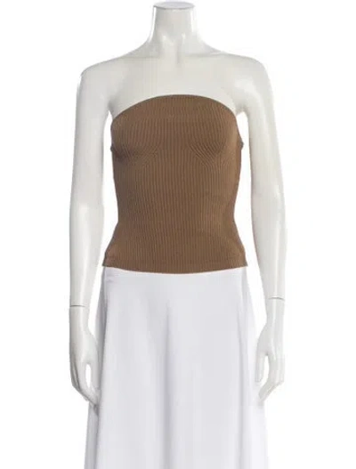 Pre-owned Khaite Strapless Crop Top In Brown