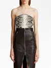 KHAITE STRAPLESS DILLON KNIT BUSTIER TOP IN SNAKE PRINT/MULTI