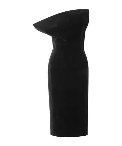 Khaite Sato Strapless Draped Velvet Dress In Black