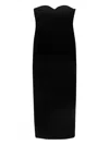 Khaite Yael Peeping Bustier Strapless Column Gown In Black