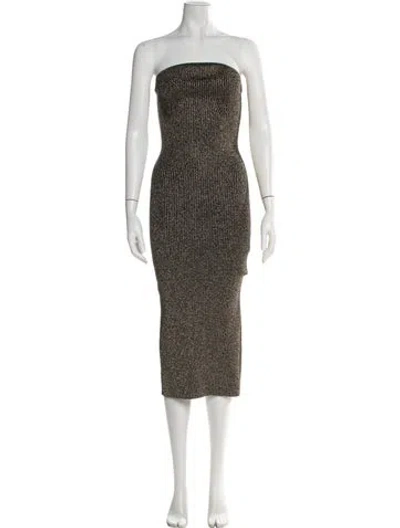 Pre-owned Khaite Strapless Midi Length Dress In Gold/metallic
