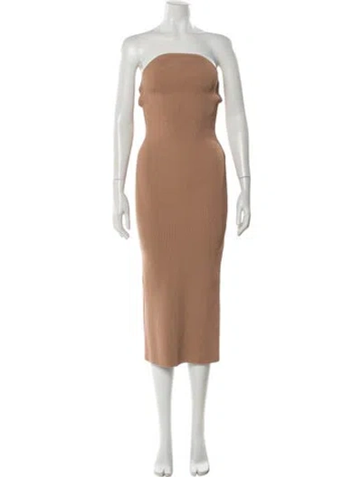 Pre-owned Khaite Strapless Midi Length Dress In Neutral