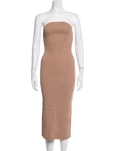 Pre-owned Khaite Strapless Midi Length Dress W/ Tags In Neutrals