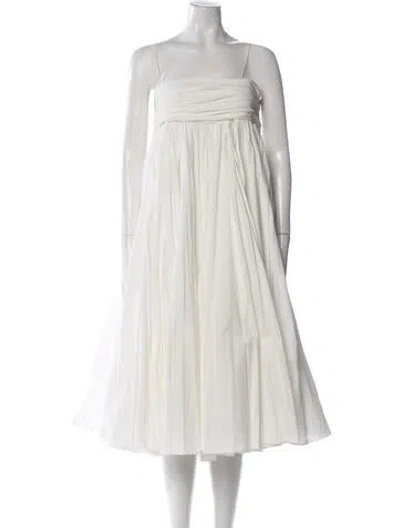 Pre-owned Khaite Strapless Midi Length Dress In White