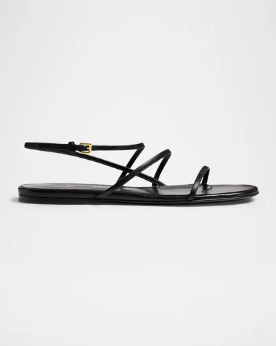 KHAITE STRAPPY LEATHER FLAT SANDALS