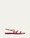 Khaite Strappy Leather Flat Sandals In Rebel