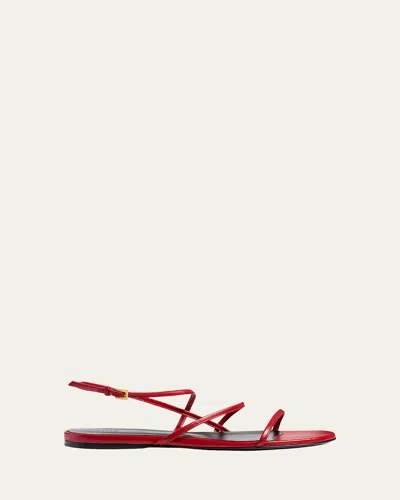 Khaite Strappy Leather Flat Sandals In Rebel