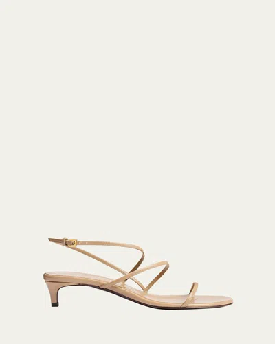 KHAITE STRAPPY LEATHER KITTEN-HEEL SANDALS