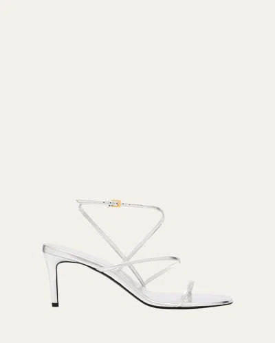 KHAITE STRAPPY METALLIC ANKLE-STRAP SANDALS