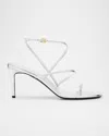 Khaite 75mm Metallic-effect Sandals In Silver