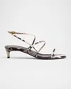Khaite Strappy Python-embossed Kitten Sandals In Natural