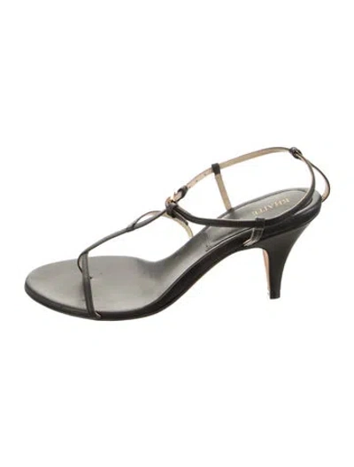Pre-owned Khaite Strappy Sandals Leather T-strap Sandals In Black